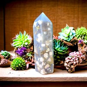 Flower agate crystal tower